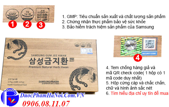 An cung SamSung Gum Jee Hwan hộp gỗ 60 viên Hàn Quốc