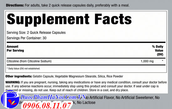 Thuốc bổ não Pipingrook CDP Choline citicoline 1000mg của mỹ