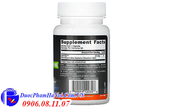 Jarrow Formulas PQQ 20mg 60 viên của Mỹ