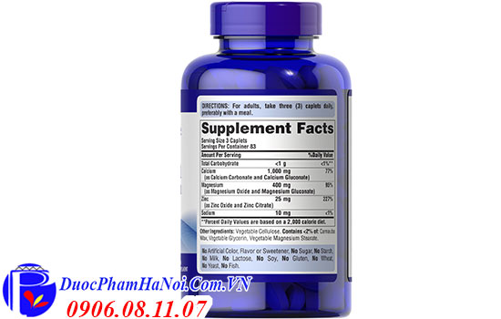 Chelated calcium magnesium zinc Puritan's Pride 250 viên