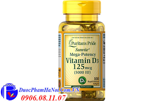 Puritan's pride vitamin d3 125mcg 5000iu 100 viên