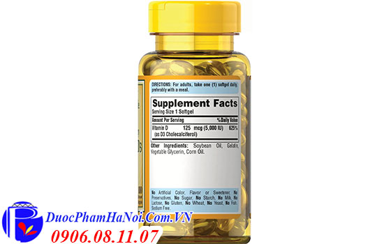 Puritan's pride vitamin d3 125mcg 5000iu 100 viên