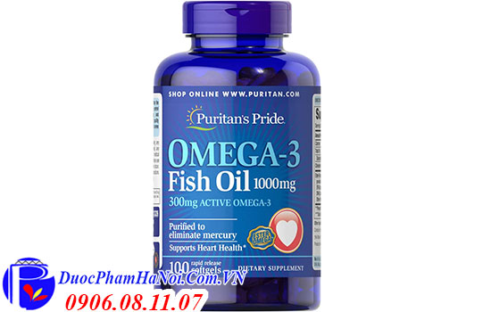Puritan's Pride Omega 3 Fish Oil 1000mG 100 viên của Mỹ