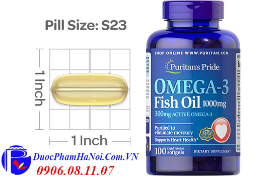 Puritan's Pride Omega 3 Fish Oil 1000mG 100 viên của Mỹ