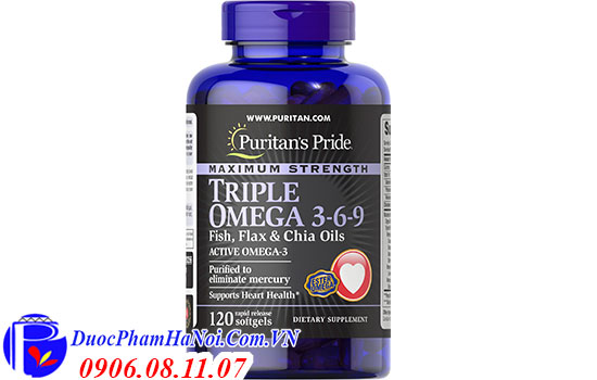 Triple Omega 3 6 9 Fish Flax & Chia Oils 120 viên