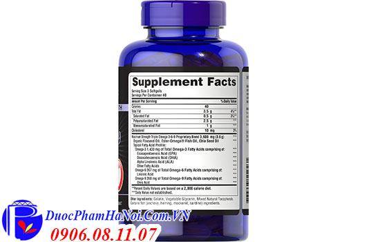 Triple Omega 3 6 9 Fish Flax & Chia Oils 120 viên