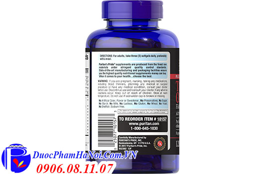 Puritan's pride maximum strength triple omega 3-6-9 fish flax & borage oils 120 viên