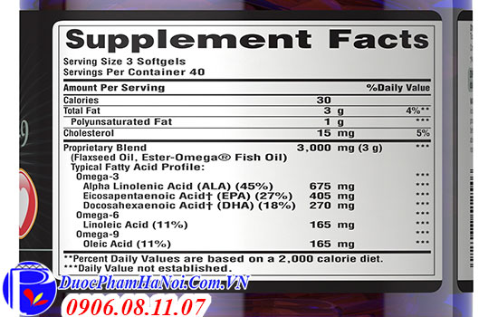 Puritan's Pride Triple Omega 369 Fish & Flax Oils 120 viên