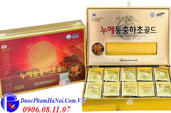 Đông Trùng Hạ Thảo Hộp Gỗ Vàng 60 Gói Bio Silkworm Cordyceps