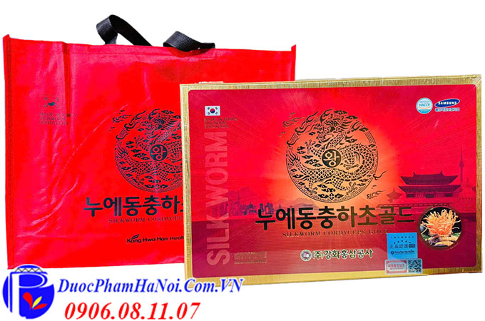 Đông Trùng Hạ Thảo Hộp Gỗ Vàng 60 Gói Bio Silkworm Cordyceps