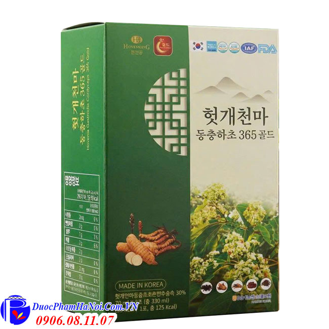 Nước mát gan hovenia gastrodia cordyceps 365 gold Hàn Quốc