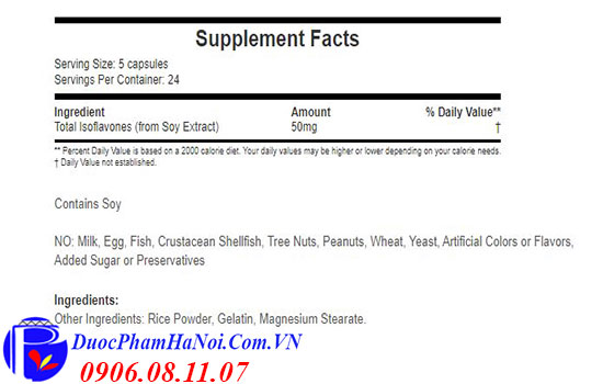 Mầm đậu nành Natrol Soy Isoflavones 50mg 120 viên