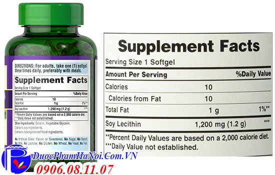 Puritan's pride soy lecithin 1200mg 100 viên