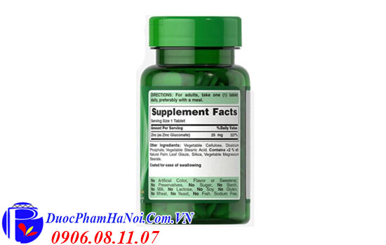 Puritan's Pride Zinc Gluconate 25mg 100 viên