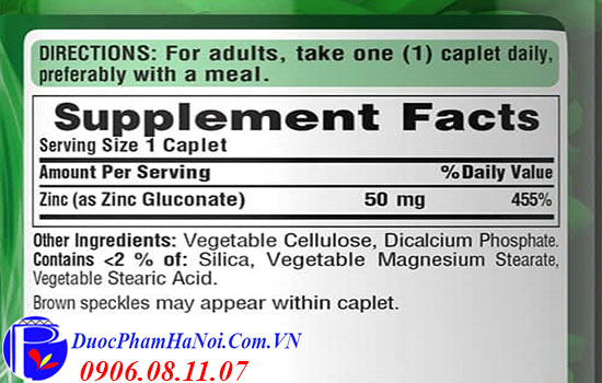 Puritan's Pride Zinc Gluconate 50mG 250 viên