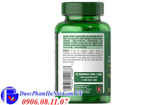 Puritan's Pride Zinc Gluconate 50mG 250 viên
