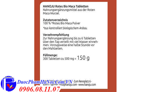 Bio maca tabletten hanoju 300 viên