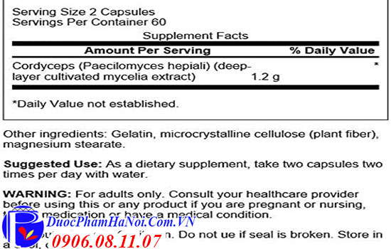 Swanson Cordyceps 120 viên