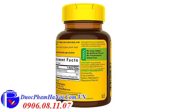 Nature made acid folic 400mcg 250 viên của Mỹ