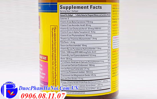 Nature Made Prenatal Folic Acid DHA 150 viên của Mỹ