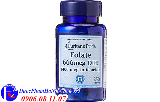 Puritan's Pride Folate 666mcg DFE 250 viên