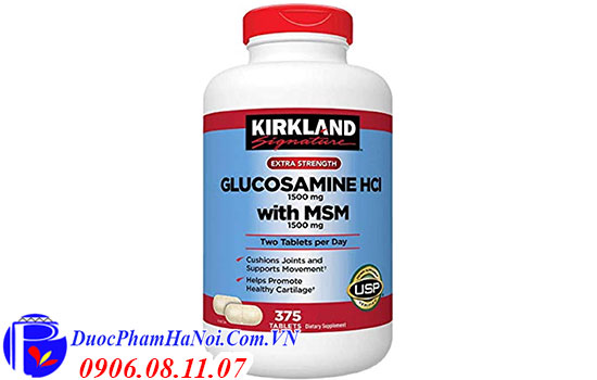 Glucosamine 375 viên hcl 1500mg Kirkland của Mỹ