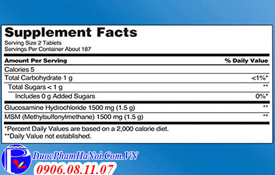 Glucosamine 375 viên hcl 1500mg Kirkland của Mỹ