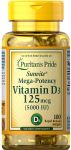 Puritan's Pride Vitamin D3 125mcG 5000iU Chính Hãng Của Mỹ