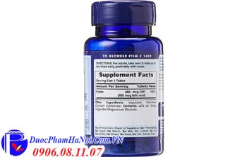 Puritan's Pride Folate 666mcg DFE 250 Viên Chính Hãng Của Mỹ
